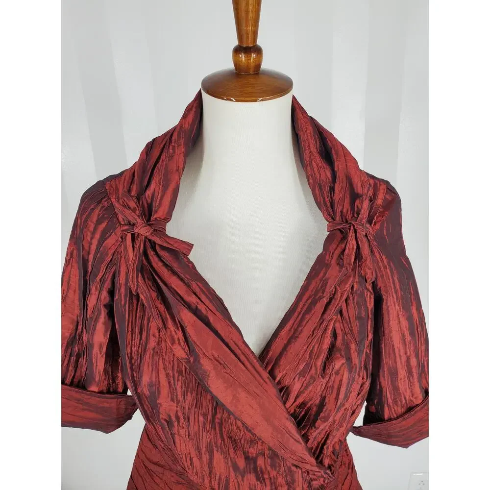 ESSENTIALS BY MILANO Women's Burgundy Rouched Blouse Sz M - Picture 5 of 10